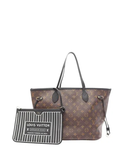 Pre-owned Louis Vuitton 2021-2026 Monogram Neverfull Inside Out Mm Tote Bag In Brown