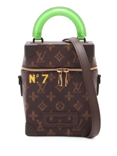 Pre-owned Louis Vuitton 2021-2026 Monogram No7 Vertical Box Trunk Satchel In Brown