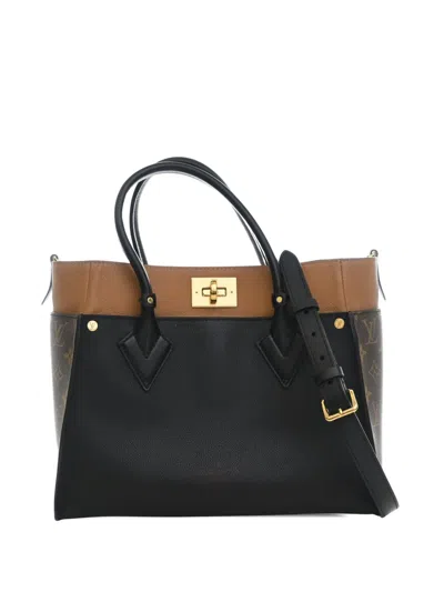 Pre-owned Louis Vuitton 2021-2026 Monogram On My Side Mm Satchel In Black