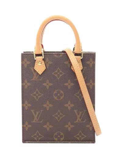 Pre-owned Louis Vuitton 2021-2026 Monogram Petit Sac Plat Satchel In Brown