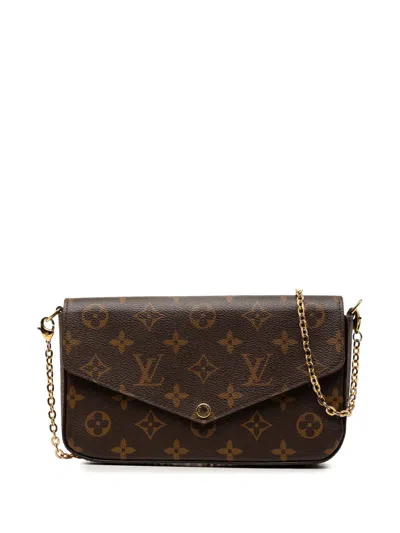 Pre-owned Louis Vuitton 2021-2026 Monogram Pochette Felicie Crossbody Bag In Brown