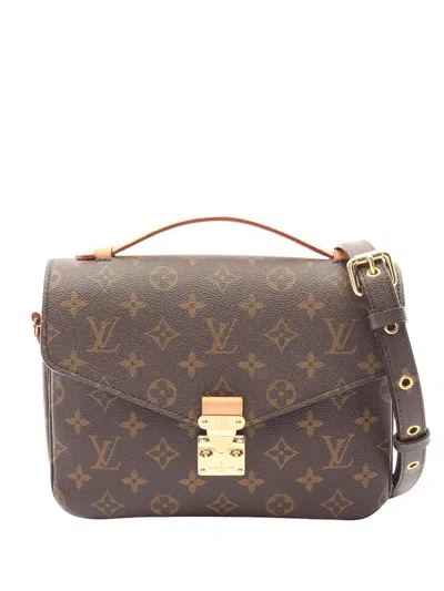 Pre-owned Louis Vuitton 2021-2026 Monogram Pochette Metis Satchel In Brown