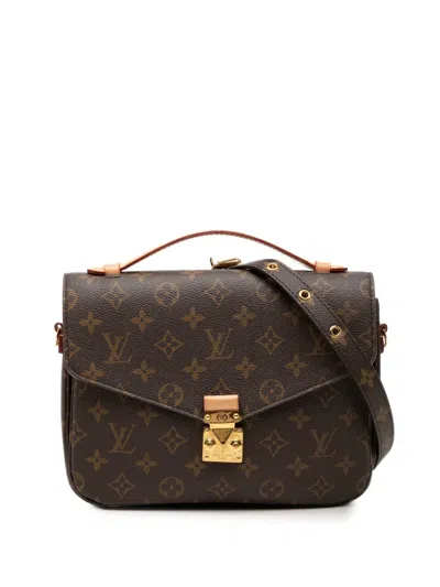 Pre-owned Louis Vuitton 2021-2026 Monogram Pochette Metis Satchel In Brown