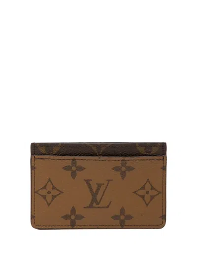 Pre-owned Louis Vuitton 2021-2026 Monogram Reverse Card Holder In Brown