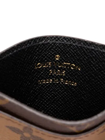 Pre-owned Louis Vuitton 2021-2026 Monogram Reverse Card Holder In Brown