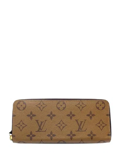 Pre-owned Louis Vuitton 2021-2026 Monogram Reverse Clemence Wallet Long Wallets In Brown