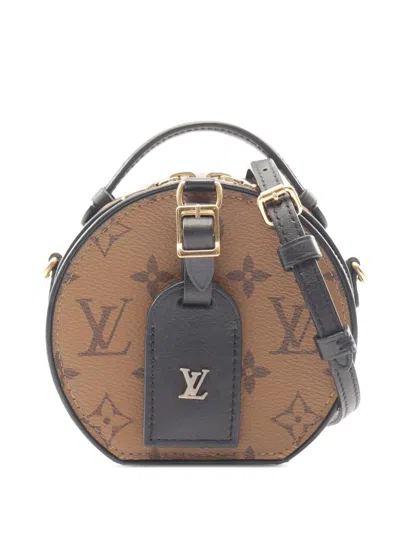 Pre-owned Louis Vuitton 2021-2026 Monogram Reverse Mini Boite Chapeau Satchel In Brown