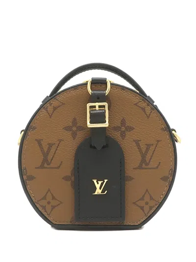 Pre-owned Louis Vuitton 2021-2026 Monogram Reverse Mini Boite Chapeau Satchel In Brown