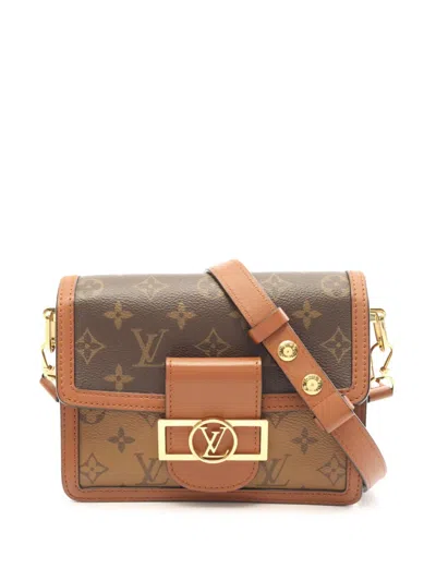 Pre-owned Louis Vuitton 2021-2026 Monogram Reverse Mini Dauphine Satchel In Brown