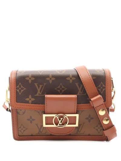 Pre-owned Louis Vuitton 2021-2026 Monogram Reverse Mini Dauphine Satchel In Brown