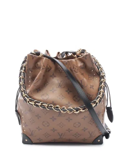 Pre-owned Louis Vuitton 2021-2026 Monogram Reverse Noe Trunk Bucket Bag In Brown