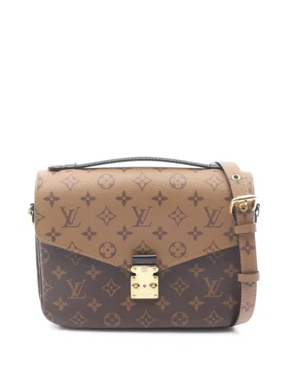 Pre-owned Louis Vuitton 2021-2026 Monogram Reverse Pochette Metis Satchel In Brown
