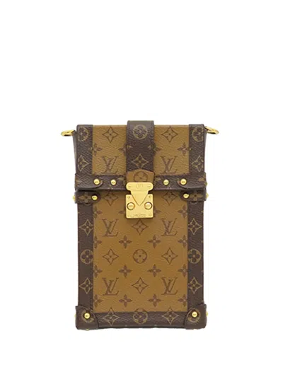 Pre-owned Louis Vuitton 2021-2026 Monogram Reverse Pochette Trunk Verticale Crossbody Bag In Brown