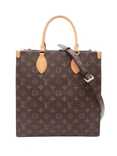 Pre-owned Louis Vuitton 2021-2026 Monogram Sac Plat Pm Satchel In Brown