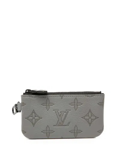 Pre-owned Louis Vuitton 2021-2026 Monogram Shadow Coin Pouch In Gray