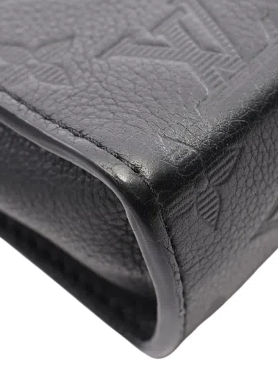 Pre-owned Louis Vuitton 2021-2026 Monogram Shadow Gaston Wearable Wallet Crossbody Bag In Black