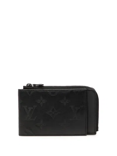 Pre-owned Louis Vuitton 2021-2026 Monogram Shadow Hybrid Wallet Small Wallets In Black