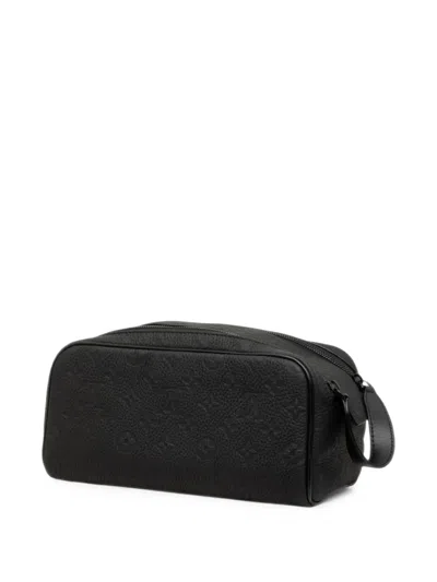 Pre-owned Louis Vuitton 2021-2026 Monogram Shadow Locker Dopp Kit Clutch Bag In Black