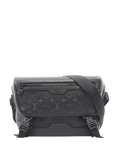 Pre-owned Louis Vuitton 2021-2026 Monogram Shadow Messenger Voyager Pm Crossbody Bag In Black