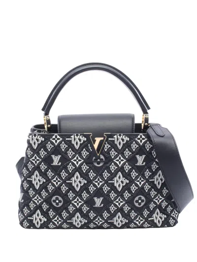 Pre-owned Louis Vuitton 2021-2026 Monogram Since 1854 Capucines Mm Satchel In Black