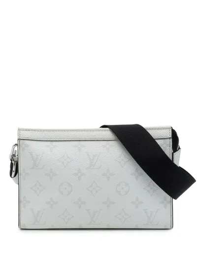 Pre-owned Louis Vuitton 2021-2026 Monogram Taigarama Gaston Wearable Wallet Crossbody Bag In White