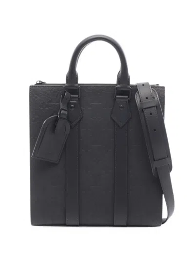 Pre-owned Louis Vuitton 2021-2026 Monogram Taurillon Sac Plat Cross Satchel In Black