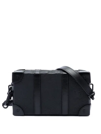 Pre-owned Louis Vuitton 2021-2026 Monogram Taurillon Soft Trunk Wallet Crossbody Bag In Black
