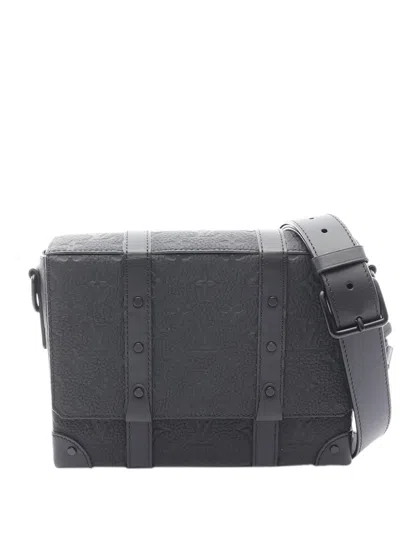 Pre-owned Louis Vuitton 2021-2026 Monogram Taurillon Trunk Messenger Pm Crossbody Bag In Black
