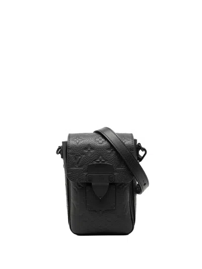 Pre-owned Louis Vuitton 2021-2026 Monogram Taurillon Vertical Trunk Wearable Wallet Crossbody Bag In Black