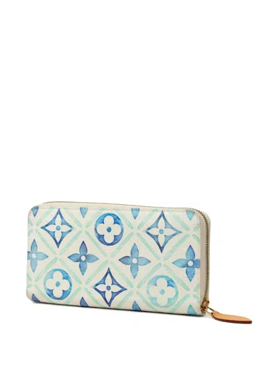 Pre-owned Louis Vuitton 2021-2026 Monogram Tiles By The Pool Zippy Wallet Long Wallets In 蓝色