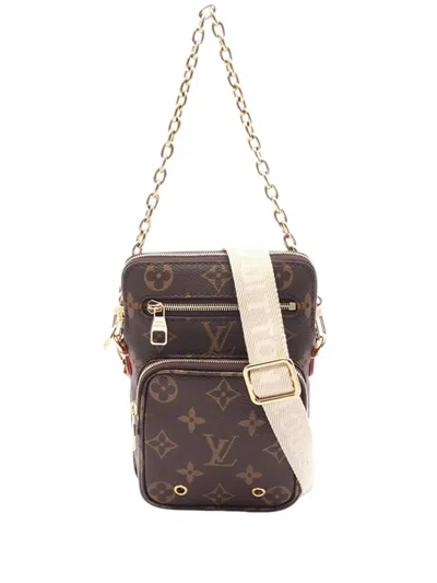 Pre-owned Louis Vuitton 2021-2026 Monogram Utility Phone Sleeve Satchel In Brown