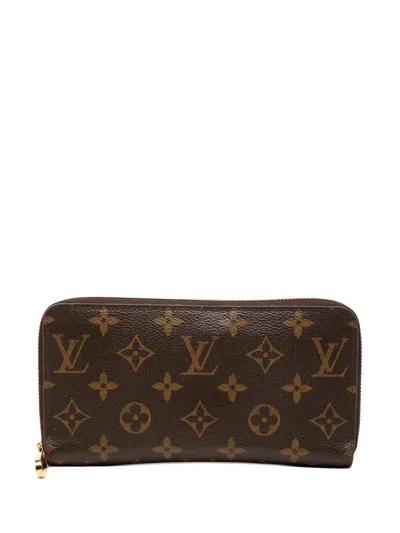 Pre-owned Louis Vuitton 2021-2026 Monogram Zippy Wallet Long Wallets In Brown