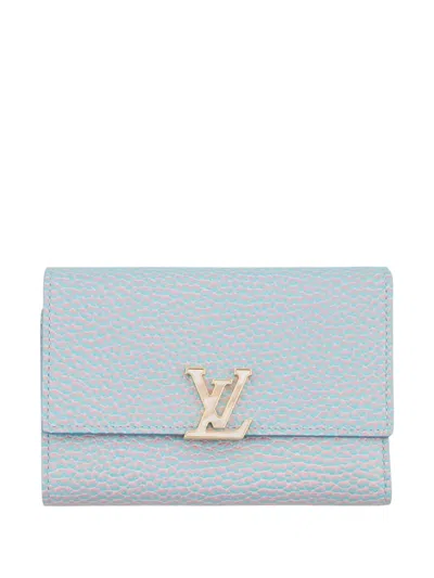 Pre-owned Louis Vuitton 2021-2026 Taurillon Capucines Compact Wallet Small Wallets In Purple
