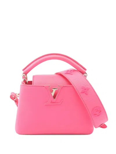 Pre-owned Louis Vuitton 2021-2026 Taurillon Mini Capucines Satchel In Pink