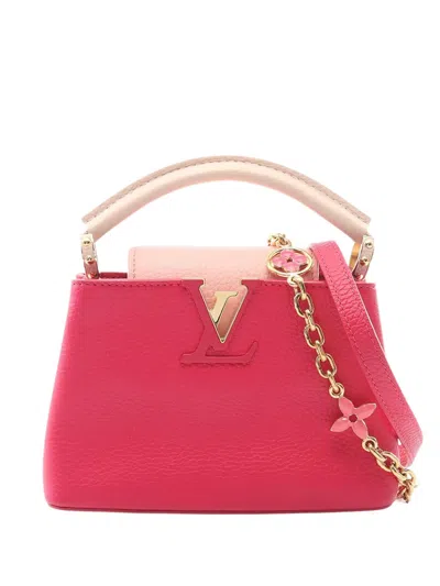 Pre-owned Louis Vuitton 2021-2026 Taurillon Mini Capucines Satchel In Pink