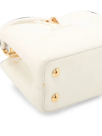 Pre-owned Louis Vuitton 2021-2026 Taurillon Mini Capucines Satchel In White