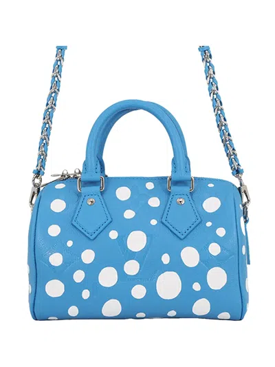 Pre-owned Louis Vuitton 2021-2026 Yayoi Kusama Monogram Empreinte Speedy Bandouliere 20 Satchel In Blue
