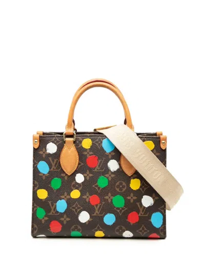 Pre-owned Louis Vuitton 2021-2026 Yayoi Kusama Monogram Onthego Pm Satchel In Brown