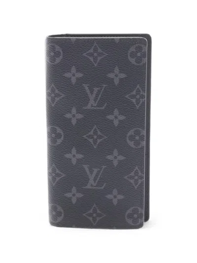 Pre-owned Louis Vuitton 2021s Brazza Monogram Eclipse Wallet In Gray