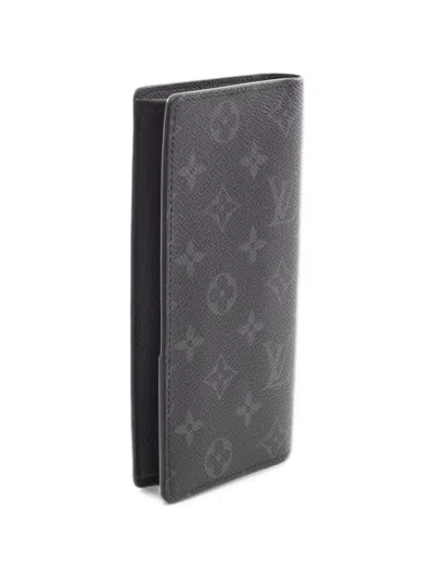 Pre-owned Louis Vuitton 2021s Eclipse Brazza Monogram Wallet In Black