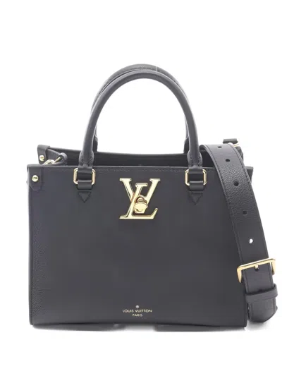 Pre-owned Louis Vuitton 2021s Grained-leather Tote Bag In Black
