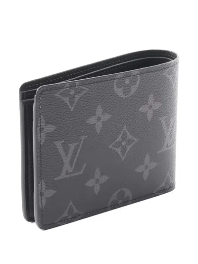 Pre-owned Louis Vuitton 2021s Monogram-canvas Wallet In Black