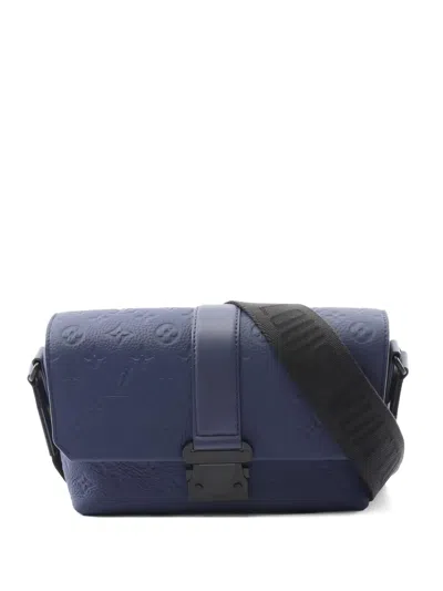 Pre-owned Louis Vuitton 2021s Monogram Embossed S-lock Shoulder Bag In Blue