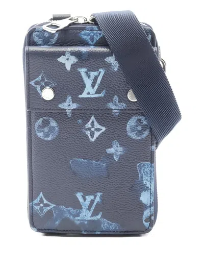 Pre-owned Louis Vuitton 2021s Monogram Ink Watercolor Phone Case In Blue