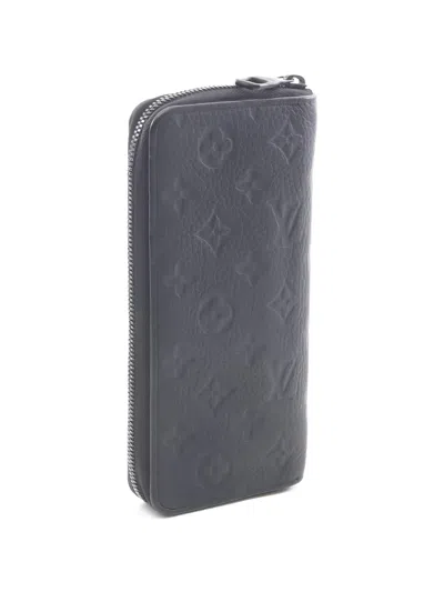 Pre-owned Louis Vuitton 2021s Monogram Leather Zip-closure Wallet In Black