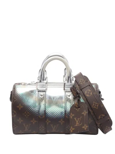 Pre-owned Louis Vuitton 2021s Monogram Metallic Nebula Keepall Bandouliere 25 Tote Bag In Brown