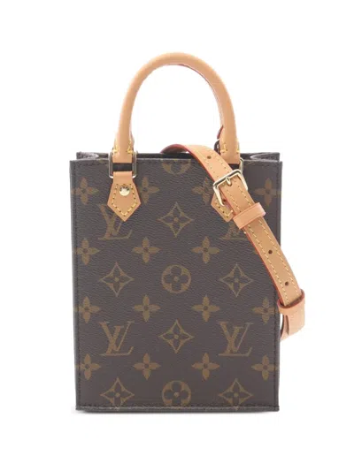 Pre-owned Louis Vuitton 2021s Monogram Petite Sac Plat Handbag In Brown
