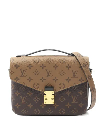 Pre-owned Louis Vuitton 2021s Pochette Metis Mm Monogram Canvas Handbag In Brown