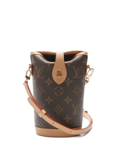 Pre-owned Louis Vuitton 2022-2025 Fold Me Pouch Monogram Bucket Bag In Brown