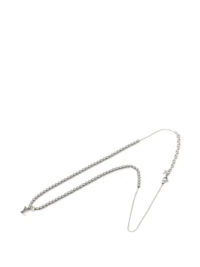 Pre-owned Louis Vuitton 2022 Brass Crystal Nano Beads Pendant Necklace Costume Necklace In Silver